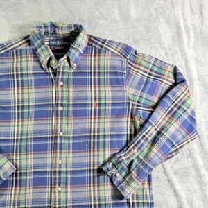 VTG Ralph Lauren Classic Fit Plaid Flannel Button Down Shirt Men's Size L